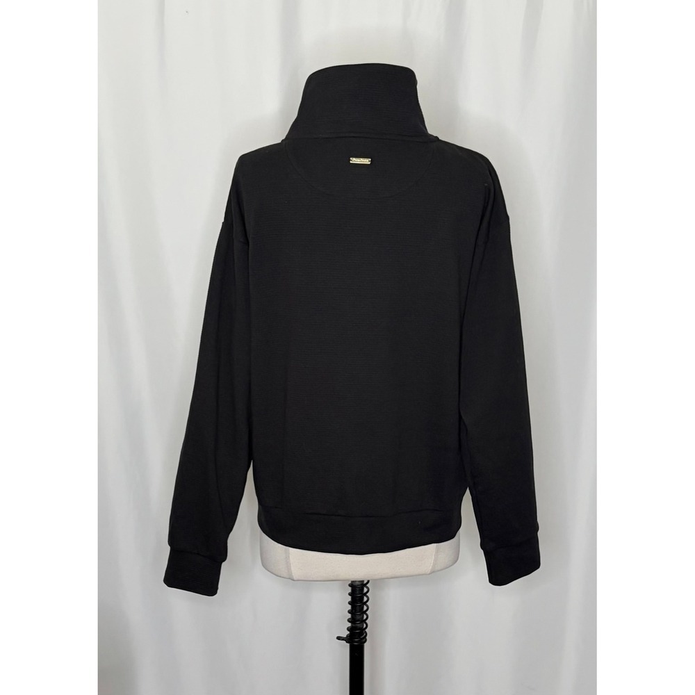 TOMMY BAHAMA Black Ribbed Knit Full Zip Jacket Gold Pineapple Hardware Medium - Picture 8 of 12